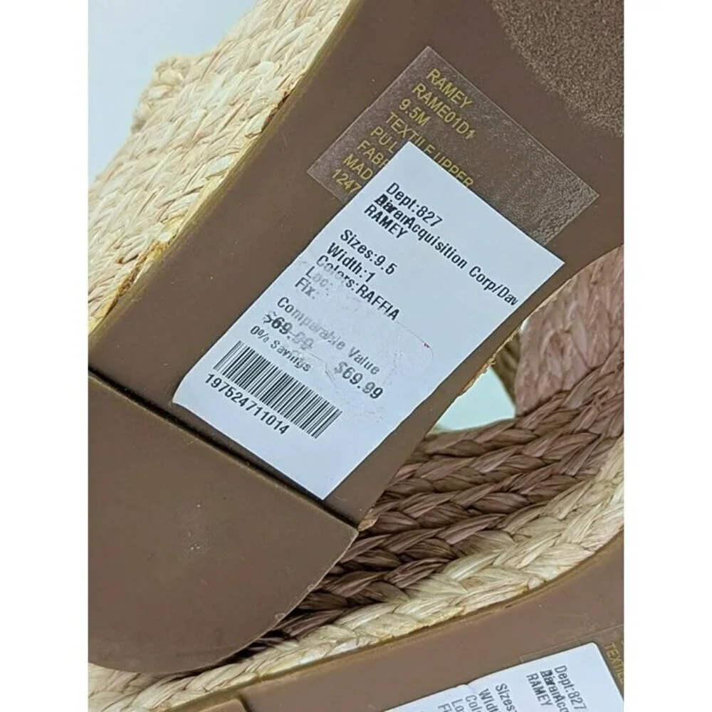 Steven New York Ramey Espadrille Platform Wedge Raffia Sandal Size 9.5 MSRP $130